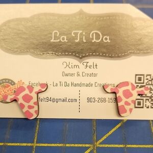Western Pink Cow Print 0.5" Earrings